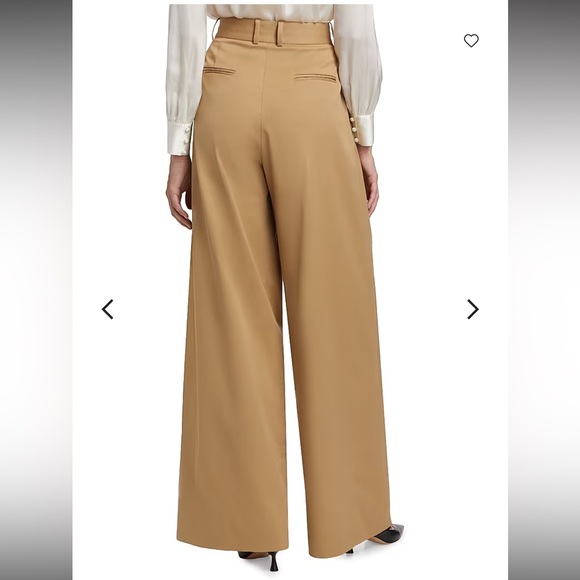 NWOT: Frame Camel Wide Leg Cotton Blend Stretch Pleated Pants Size 4 - Picture 4 of 12